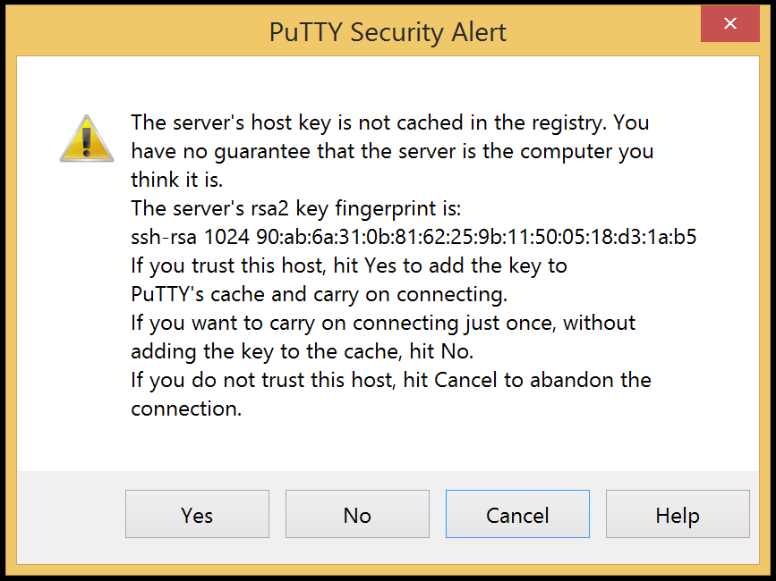 PuTTY Host Key Prompt